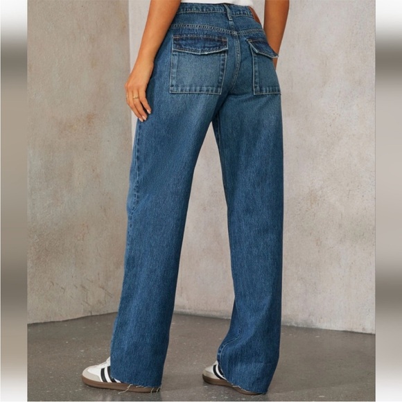 Vici Blue Wide-Leg Jeans with drawstring waist - Picture 2 of 7